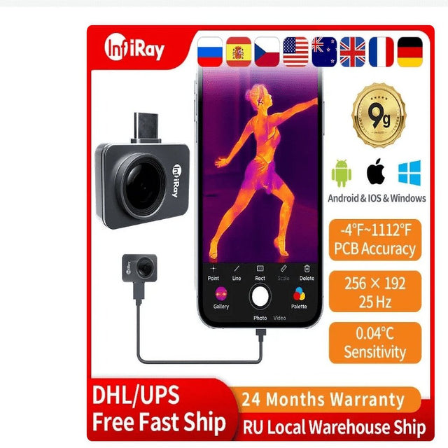 P2 Pro Infiray Xinfrared Thermal IR Camera Imager Night Vision Infrared Imaging for Type C Phones with Handle Holder for Android Type C