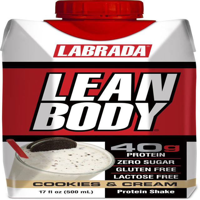 Labrada Lean Body Protein Shake, Cookies & Cream, 40G Protein, 17 Fl Oz, 12 Ct
