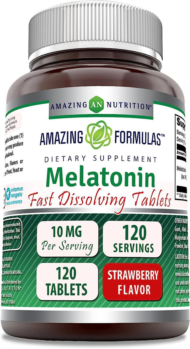 Amazing Nutrition Melatonin, Strawberry, 10 Mg, 120 Tablets