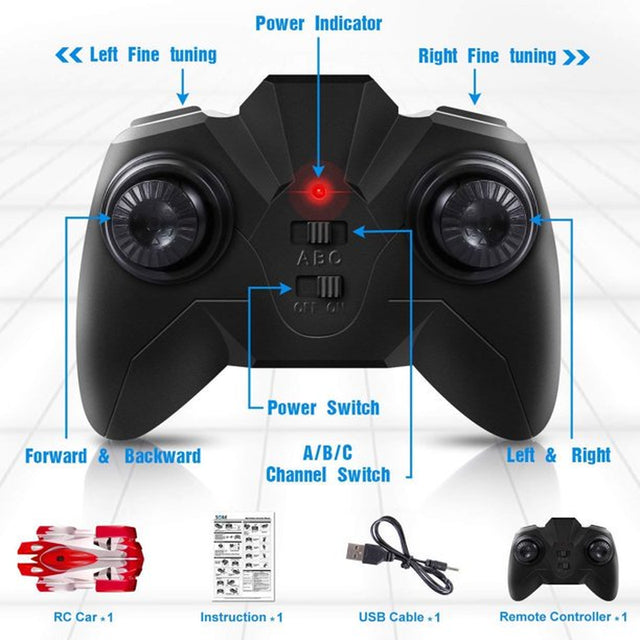 Gaia Remote Control Wall Climbing Racer Car Toy for Kids, Rechargeable Mode 360° Rotating Stunt Racing Vehicle, Electric Stunt Car Toy | Red