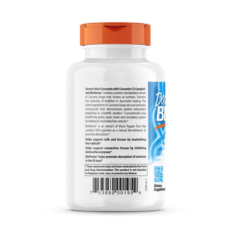 Doctor'S Best Curcumin from Turmeric Root with C3 Complex & Bioperine, Non-Gmo, Gluten Free, Soy Free, Joint Support, 1000 Mg, 120 Tablets