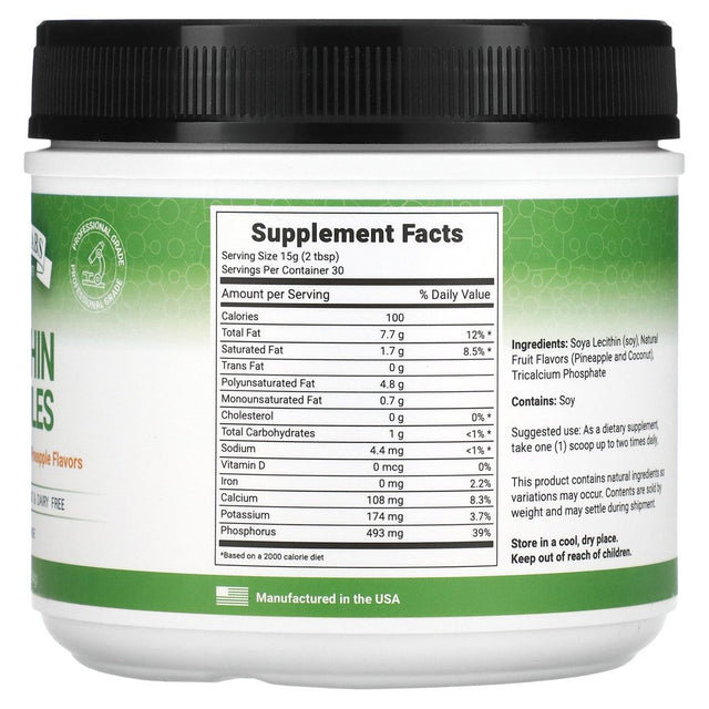 Lewis Labs Lecithin Granules, Natural Coconut and Pineapple, 16 Oz (454 G)