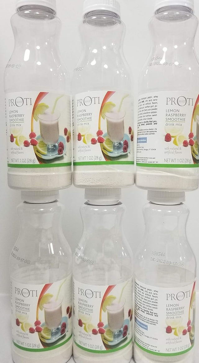 6 Pack of Bottles - Proti Max Lemon Raspberry Smoothie - for Hunger Control - Weight Loss- Protein Supplement - 20 Grams of - Protein by Proti Fit