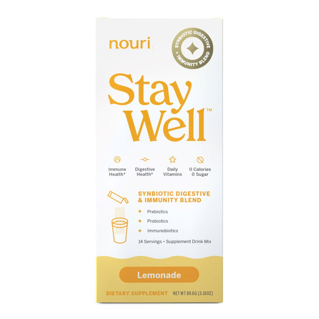 Nouri Stay Well Digestive and Immunity Blend Stick Pack, Lemonade Flavor, 14 Count