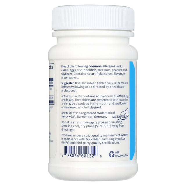 Klaire Labs Active B12-Folate - High-Potency, Fast-Dissolving Tablets