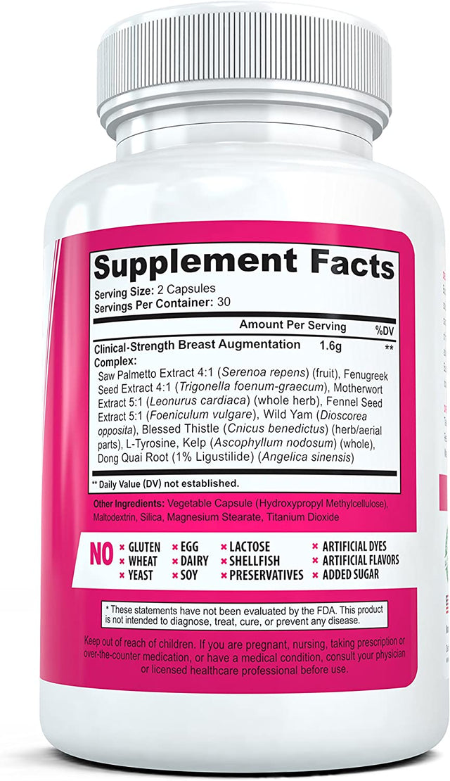 All Natural Bust Enlarging & Enhancement Supplement Capsules, 180 Count