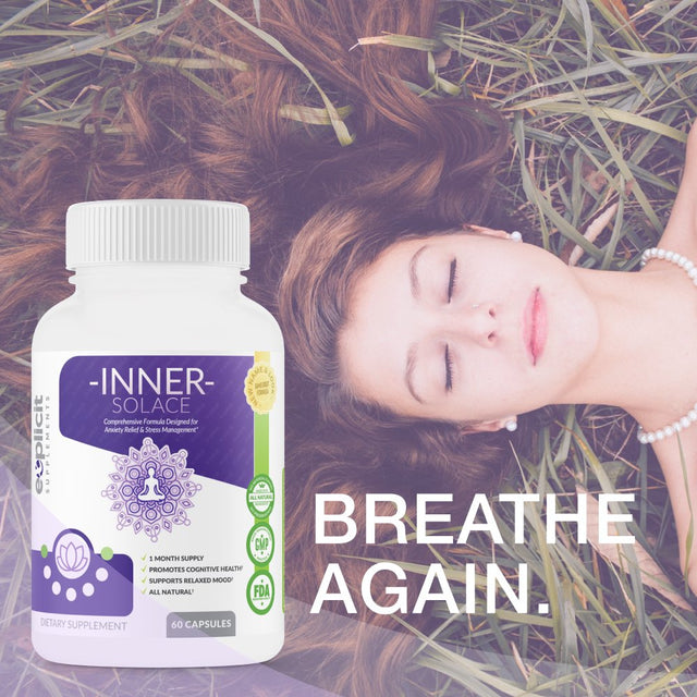 Inner Solace - Anxiety Relief Supplement – 3 Pack - Comprehensive Formula for Anxiety Relief & Stress Management in Men & Women – 60 Capsules - Made in USA – Money Back Guarantee.