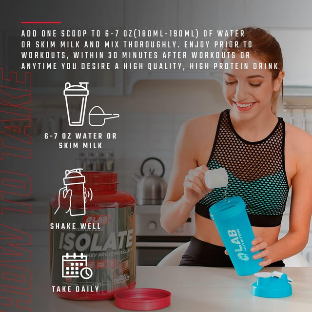 Lab Nutrition - Whey Protein Isolate 100% Hydrolyzed, 100% Whey Protein Powder, Lean Muscle Building Powder Presentation, Gluten and Sugar Free, 29 Servings, 2 Lbs - Vainilla Flavored