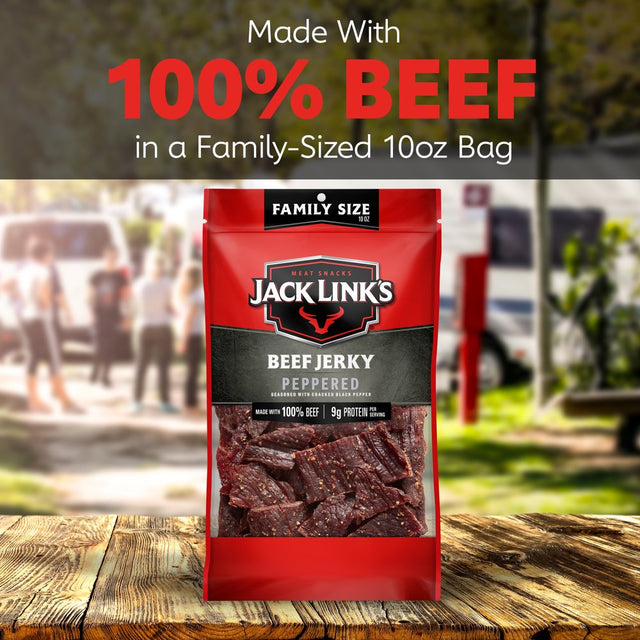 Jack Link’S 100% Beef Peppered Beef Jerky 10Oz Resealable Bag