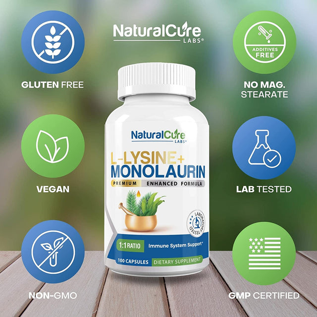 L-Lysine + Monolaurin 600Mg 1:1 Ratio, 100 Capsules