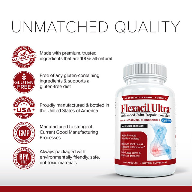 Flexacil Ultra (2-Pack) Better Joint Comfort, Flexibility with Glucosamine & Chondroitin, 60Ct Each