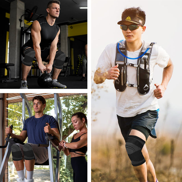 Huryfox 2 Pcs Compression Knee Sleeve for Joint Pain and Arthritis Relief, Breathable Knee Brace (1 Pair, Gray)