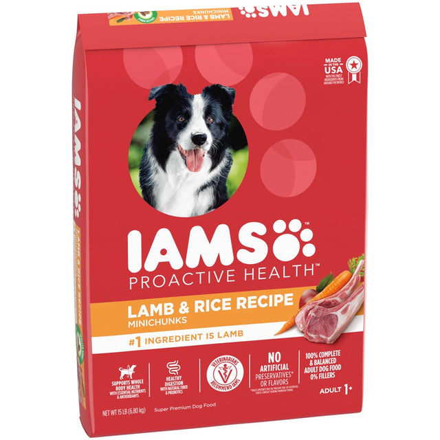 IAMS Proactive Health Minichunks Lamb and Rice Recipe Dry Dog Food, 15 Lb Bag