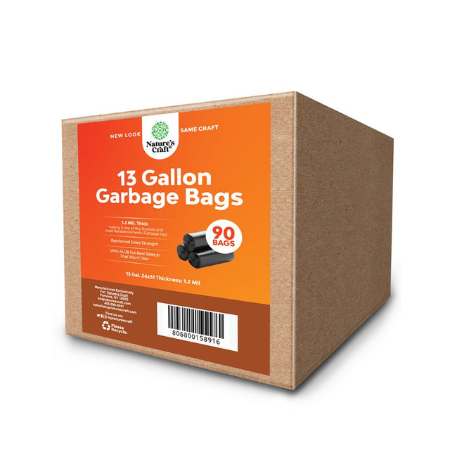 Large 13 Gallon Trash Bags - Household and Kitchen Cleaning Supplies - Trash Bags 13 Gallon Tall Kitchen Trash Bags - Unscented Black Trash Bags and Compost Bags - Large Trash Bags for Lawn Care
