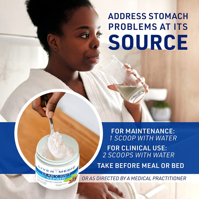 Leaky Gut Repair, Gut L Glutamine Powder, for Optimal Gut Health, Soothes Gut Issues like Bloating and IBS, Gluten-Free Gut Health Supplements for Women and Men, Mint Chocolate, 180 G - Liver Medic