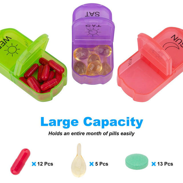 Keylever Weekly Pill Organizer 2 Times a Day, Large Compartments, Portable Pill Vitamin Planner