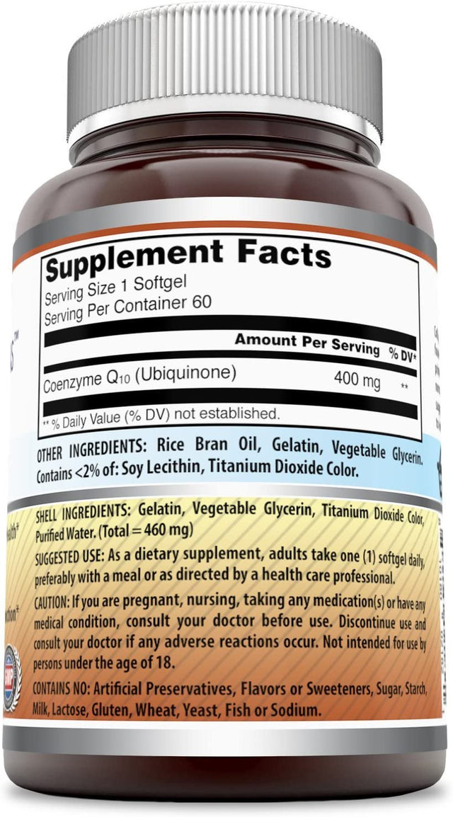 Amazing Nutrition Coq10 (Coenzyme Q10) - 400 Mg, 60 Softgels