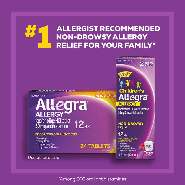 Allegra Adult 12 Hour Non-Drowsy Antihistamine Allergy Relief Medicine 60Mg Tablets 24Ct