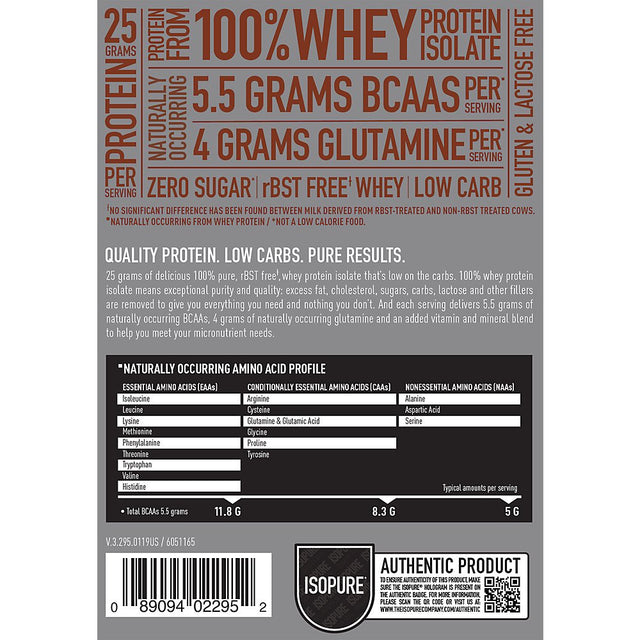 Isopure Low Carb Protein Powder, Dutch Chocolate, 4.5 Lb (2.04 Kg)