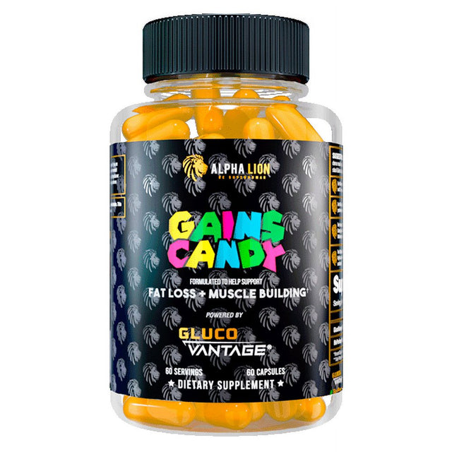 Alpha Lion Gains Candy, Upgrade Workout Performance & Endurance, 60 Capsules DHB Berberine - Glucovantage