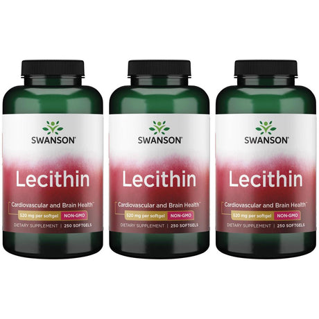 Swanson Lecithin - Non-Gmo 520 Mg 250 Sgels 3 Pack