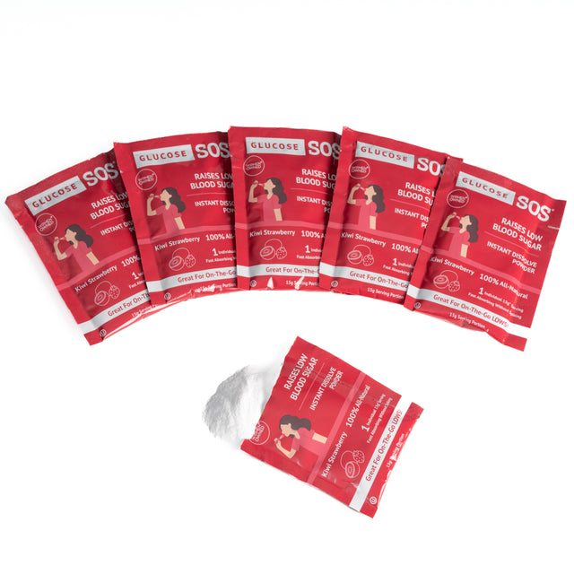 Glucose SOS, Instant Dissolve Glucose Tablet Alternative for Blood Sugar Recovery, Kiwi Strawberry 6 Count