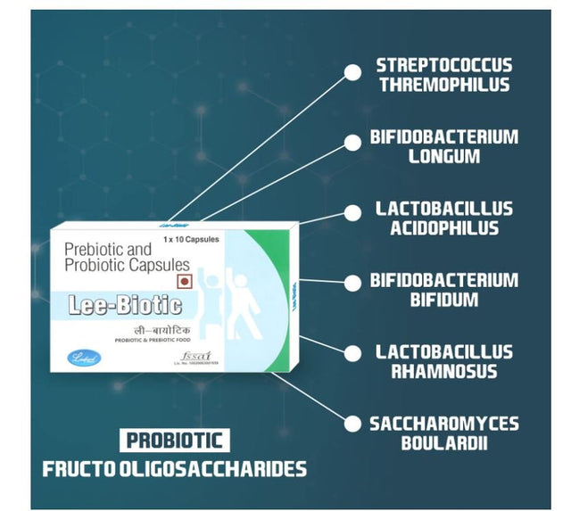 Leeford Lee-Biotic Prebiotic and Probiotic for Gut Health 10 Capsules