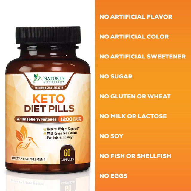 Keto Pills 1200Mg - Advanced Support Lean Keto Diet Pills - Use Fat for Energy & Focus in Ketosis - Ultra Fast Prime Keto Supplement for Women & Men - Nature'S Optimal Max Keto - 60 Capsules