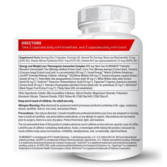 Force Factor Leanfire with Next-Gen SLIMVANCE, Thermogenic Fat Burner Supplement, 60 Count