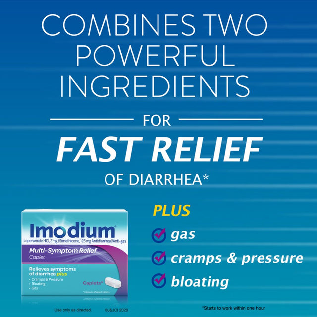 Imodium Multi-Symptom Relief Anti-Diarrheal Medicine Caplets, 18 Ct.