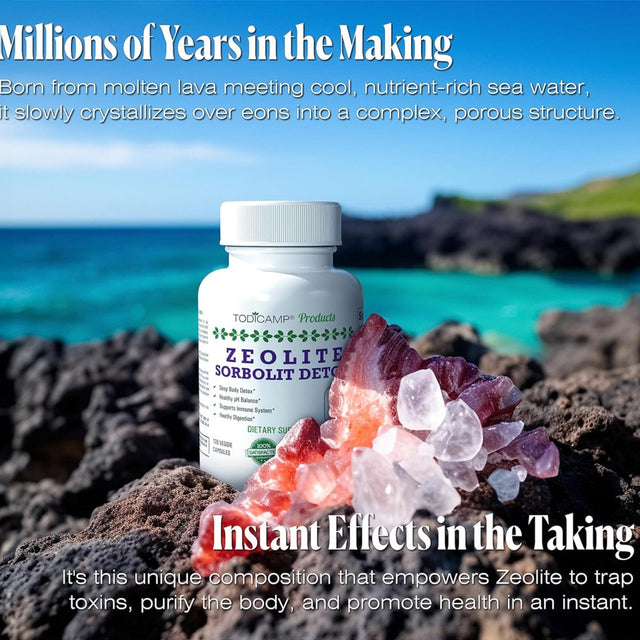 Full Body Detox Cleanse - Zeolite 120 Capsules Supplements Sorbolit by Todicamp - Colon Cleanse - Liver Cleanse Detox & Repair - Ultra Fine 1-2 �M 3X Activated Cleanser Detox