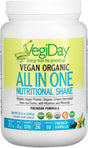 Natural Factors, Vegiday Vegan Organic All in One Shake & Go Raw Vegan Protein with Organic Superfoods, French Vanilla, 15.2 Oz