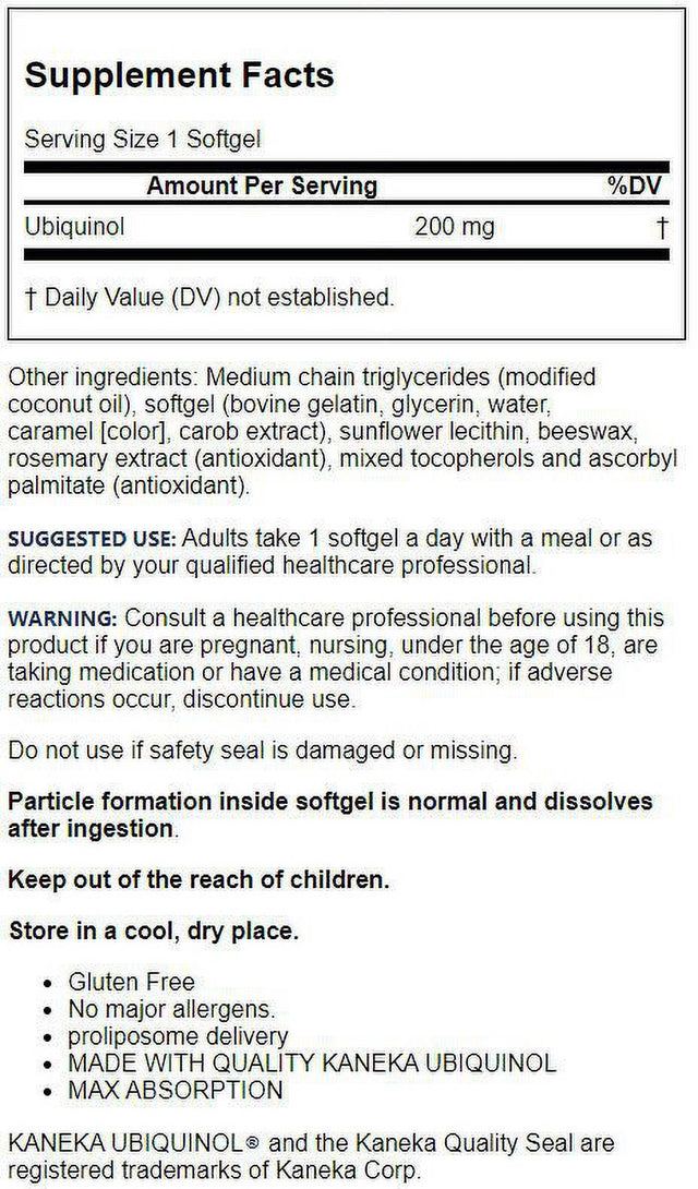 Jarrow Formulas Ubiquinol, Qh-Absorb, Max Absorption, 200 Mg, 30 Softgels