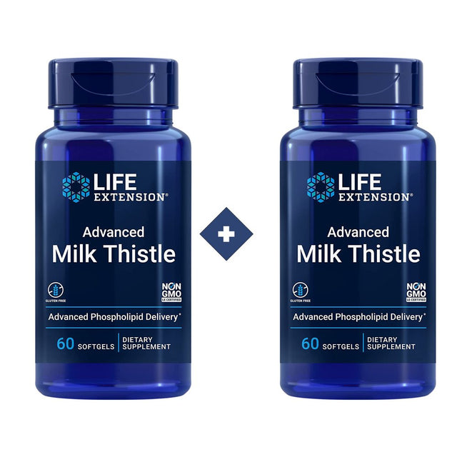 Life Extension Advanced Milk Thistle, Phospholipids Formula Promote Healthy Liver Function & Kidney Health - 60 Softgels (2-Pack)