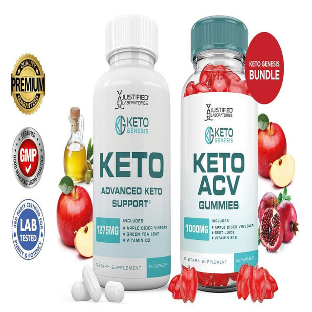 Keto Genesis Keto ACV Gummies 1000Mg & Keto ACV Pills 1275MG Bundle
