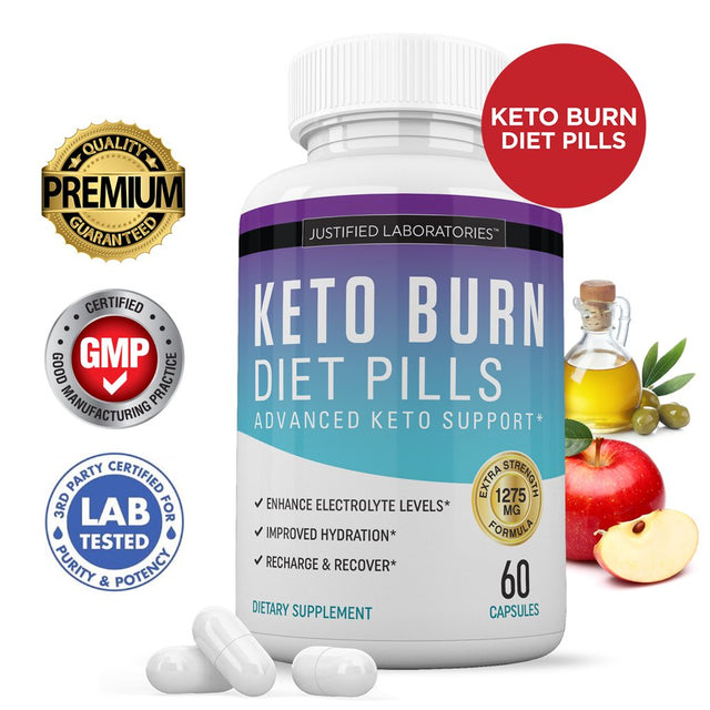 Keto Diet Pills Burn Shred BHB Salts Advanced Ketogenic Supplement Exogenous Ketones Ketosis Weight Loss Fat Burner Boost Energy Metabolism Men Women 60 Capsules