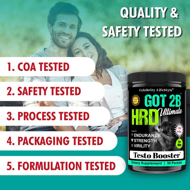 Got2Bhrd Testosterone Booster and Male Enhancing Energy Supplement, Energy, Muscle Builder, Mood Boost 150 Caps by Celebrity Lifestyle