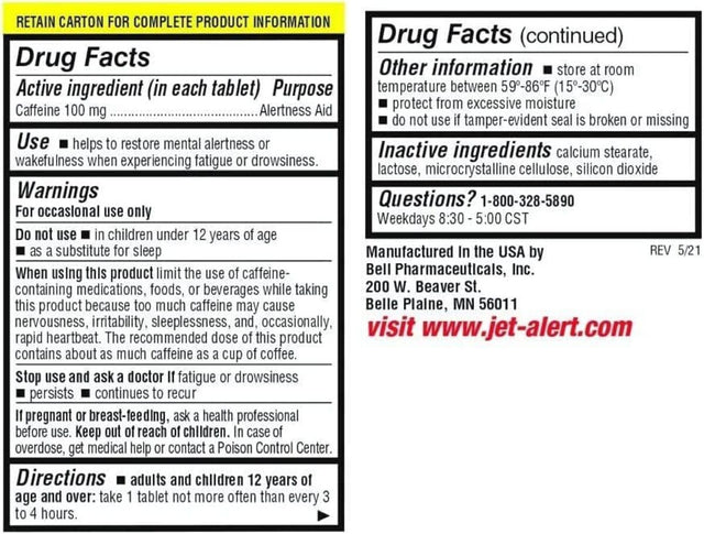 Jet-Alert 100 MG Each Caffeine Tab 120 Count - Pack of 3