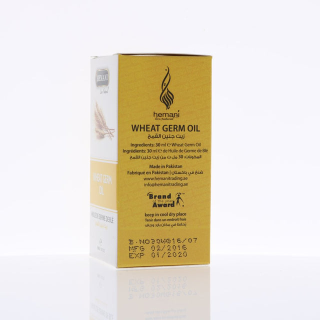 HEMANI Wheat Germ Oil 30Ml (1 FL OZ) - 100% Edible Oil - Essential Fatty Acid Dietary Supplement
