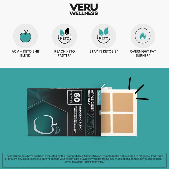 Keto with Apple Cider Vinegar Patch - Utilize Fat for Energy with Ketosis, Energy & Focus Support*, Manage Cravings, Metabolism Support* - 60 Day Supply