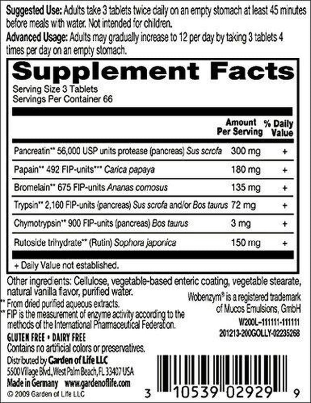 Garden of Life Wobenzym'N Joint Health 200 Tabs