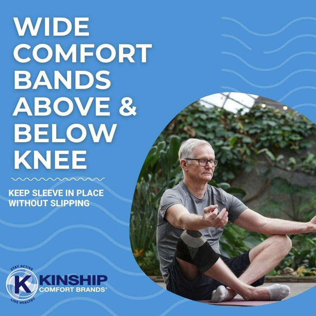 Kinship Comfort Brands Knee Brace Compression Support Sleeve for Meniscus Tear, Arthritis, Running, Joint Pain Relief & Injury Recovery | 2 Pack