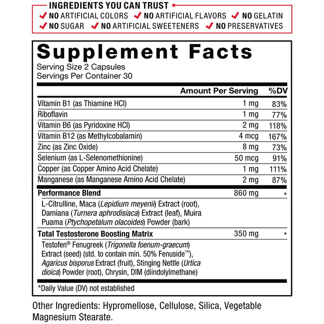 Force Factor Test X180 Alpha Total Testosterone Booster for Men with Fenugreek Seed and Maca Root to Increase Blood Flow, Build Lean Muscle, Improve Male Athletic Performance, 60 Capsules