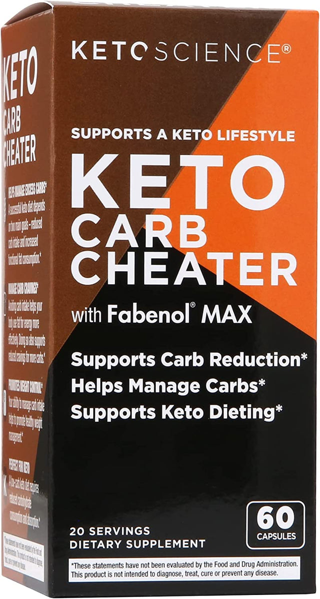 Keto Science Keto Carb Cheater, Supports Carb Reduction, Helps Manage Carbs, Supports Keto Diet, Keto Cheat Meal, Eat Carbs While on Keto, with White Kidney Bean Extract, 20 Servings, Orange