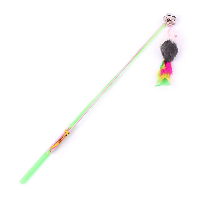 Black and Friday Deals Blueek Kitten Cat Teaser Interactive Toy Rod with Bell and Feather