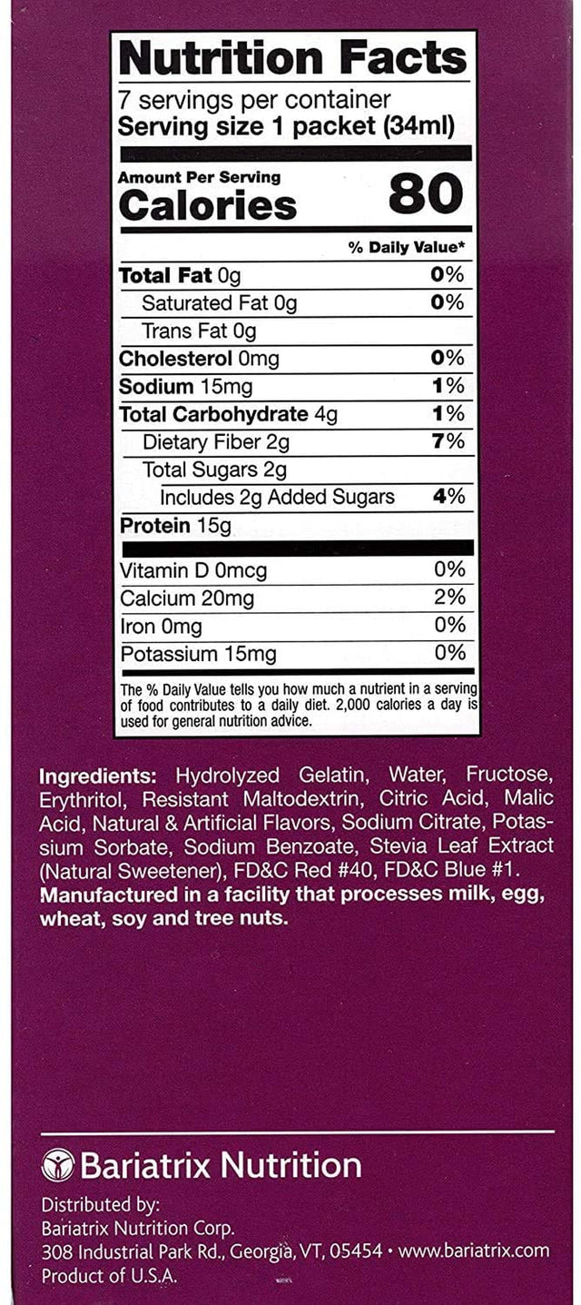 High Protein Liquid Fruit Drink Concentrate Mix, 15G Protein, Fat Free, Low Carb, Low Calorie, Ideal Protein Compatible, 7 Servings per Box (Grape)