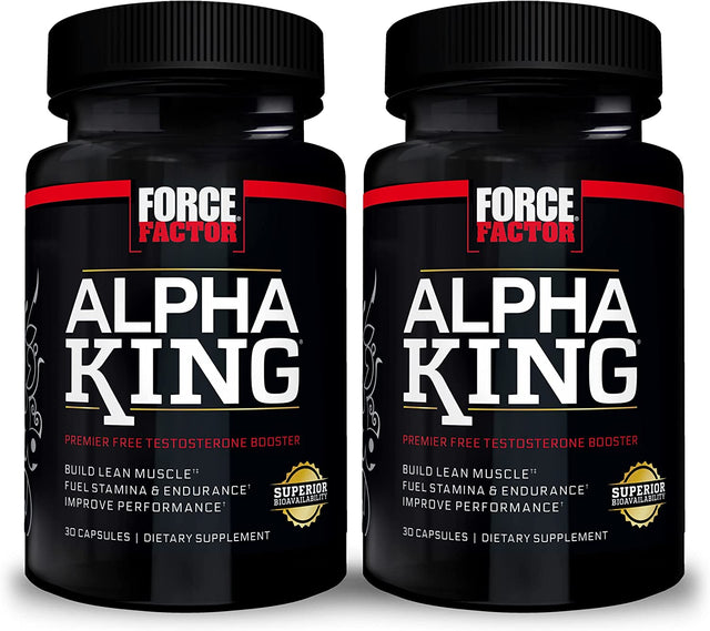 FORCE FACTOR Alpha King, 2-Pack, Total Testosterone Booster Supplement for Men with Fenugreek Seed, Tribulus to Build Lean Muscle and Improve Athletic Performance, 60 Capsules