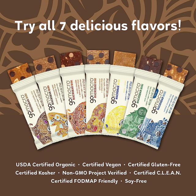 Gomacro Macrobar Mini Organic Vegan Protein Bars - Variety Pack (0.9 Ounce Bars, 24 Count)