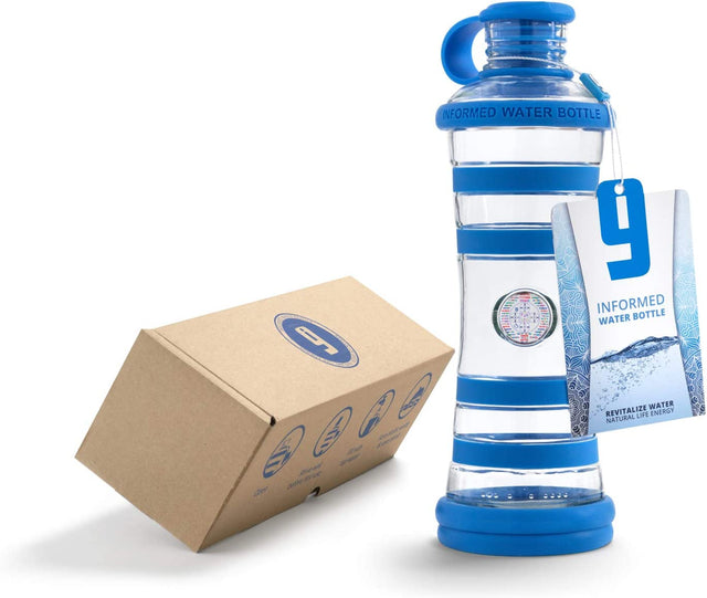 I9Bottle Blue - Structured Water, Glass Water Bottle, Relieve Stress, Super Hydration, Increases Physical Fitness, Body Detox, Chakra Balancing, Increases Strength, Spiritual Gifts, Meditation