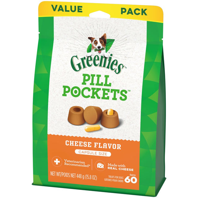 GREENIES PILL POCKETS Cheese Capsule Size Soft Treats for Dogs, 15.8 Oz. Pouch, 60 Ct